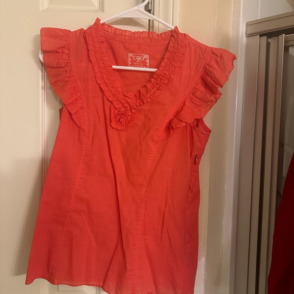 Cato Women's Red Ruffle Top
